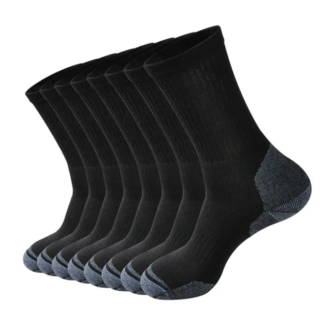 Low MOQ Heavy Duty Work Durable Men′s Crew Warm Antibacterial Wicking Black Men Socks