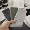 Wholesale Low MOQ Men′s Casual Ribbed Solid Color Breathable Cotton Crew Socks