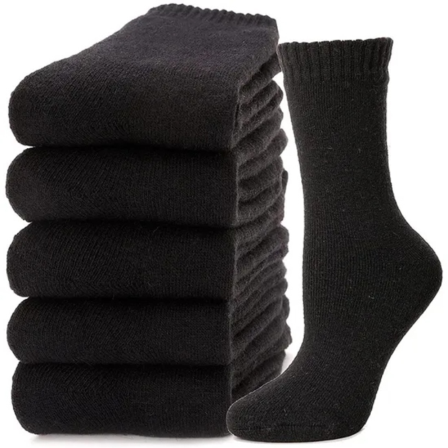 Wool Socks Women Hiking Winter Warm Thick Cozy Boot Thermal Solid Soft Sock for Ladies Crew Comfy Work Sock Men