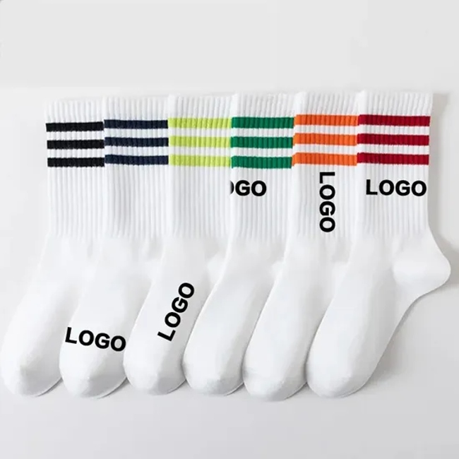 Customized Logo Jacquard Embroidery Casual Sweat Absorbing Breathable Sports Crew Socks Men