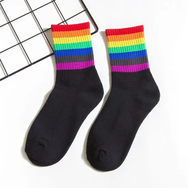 Black and White Cotton Crew Socks for Men with Half Terry OEM Crew Socks