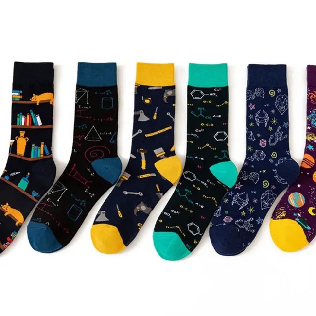 Custom Own Logo OEM Socks Men Women Unisex Designer Fashion Funny Cotton Happy Crew Dress Tube Socks Manufacturer