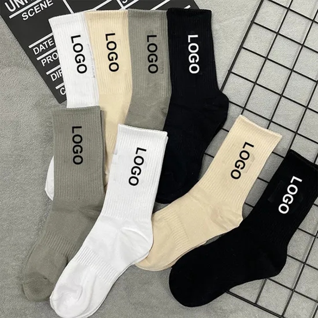 OEM Manufacturer Logo Wholesale High Quality Factory Print 100% Cotton Soft Stripe Crew Gym Brand Design Csutom Sports Men Women Unsiex Socks