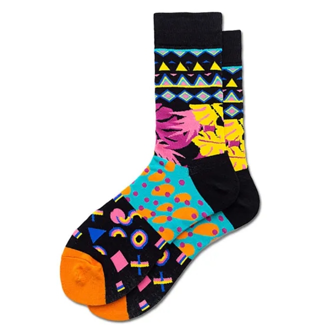 Custom OEM Unique Happy Colorful Dress Crew Man Socks Funky Pattern Cotton Socks Men