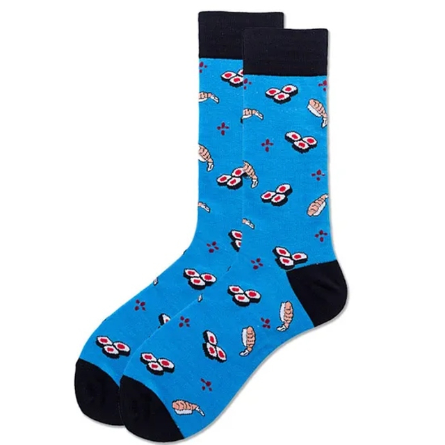 Custom OEM Unique Happy Colorful Dress Crew Man Socks Funky Pattern Cotton Socks Men