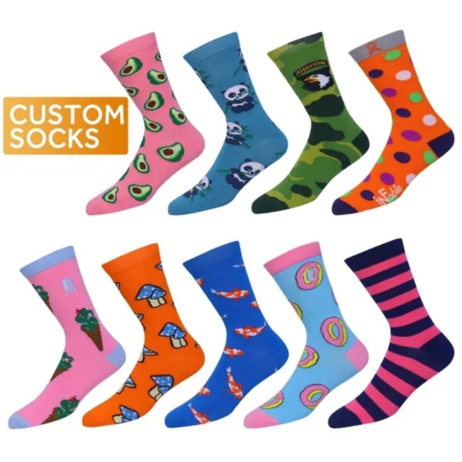 Wholesale Custom Designer Socks High Quality Bamboo Cotton Logo Sock Custom Colorful Happy Crew Men Socks