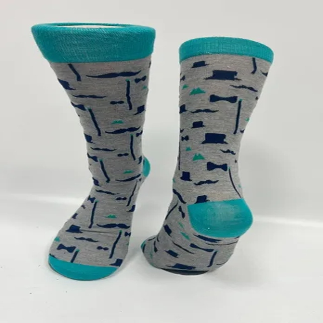 China Supplierssoft Breathable High Elastic Cotton Colorful Happy Design Aop Men Crew Socks