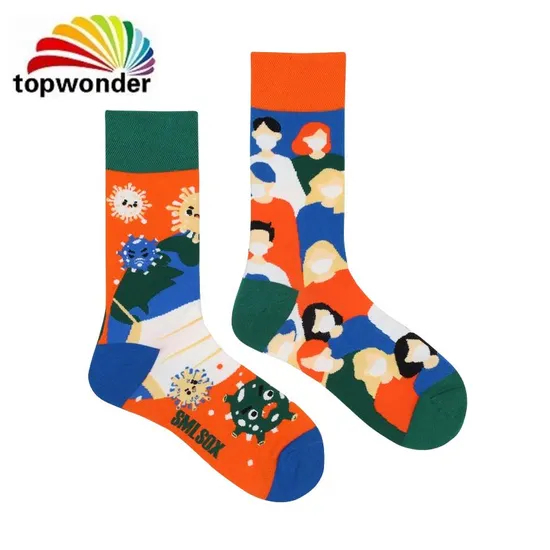 Wholesale and Customize All Cartoon Sock Fashion Cotton Sock Knee High Sock for Men Women and Kids