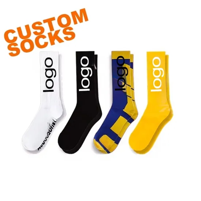 Customized Crew Men Custom Design Embroidery Logo Brand Packaging Cotton Sports Socks