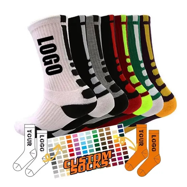 Free Design & Mockup Wholesale Knitted Cotton Casual Sock Customized Sports Crew Sock for Men