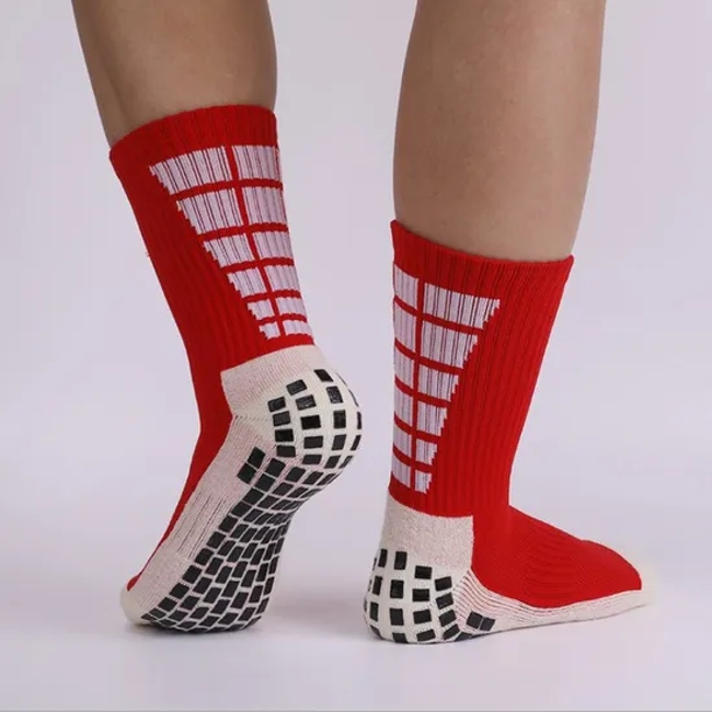 High Quality Designer OEM Men Sports Sock-Stocking Crew White Grippy Soccer Custom Logo Anti Slip Grip Football Socks