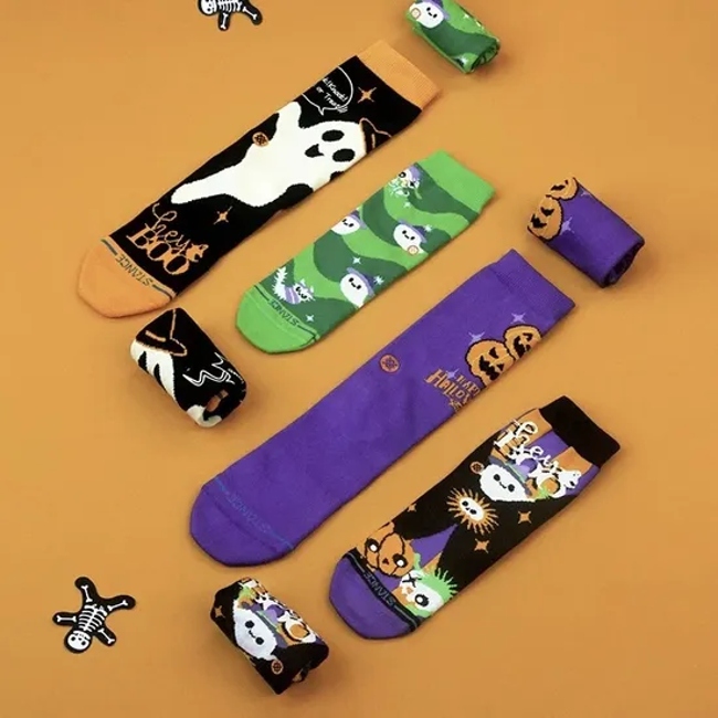 Halloween Festival Style Fashion Custom Unisex Adult Sock 100% Cotton Cartoon Casual Crew Socks for Men