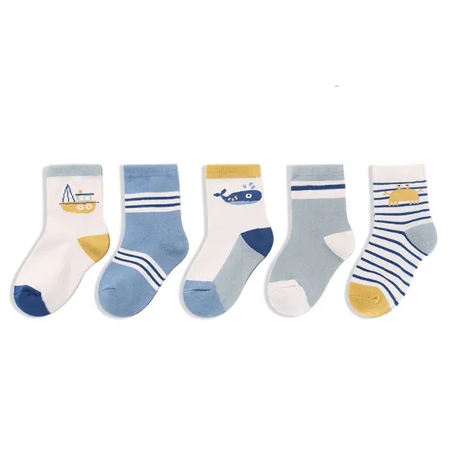 Wholesale Stripe Custom Children Baby Kids Unisex Bci Cotton Short Socks