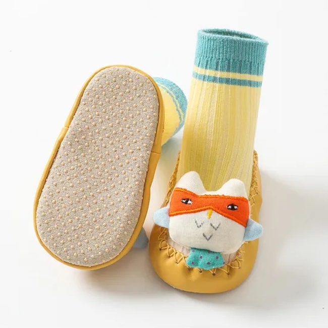 Baby Boy Girls Toddlers Moccasins Non Skid Indoor Socks Booties Rubber Sole Shoes