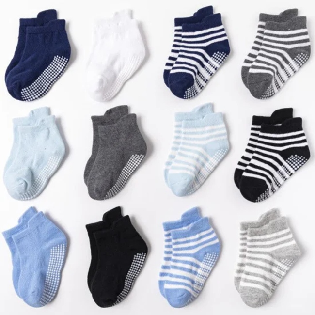 Non Slip DOT Glue Spring Baby Boys Cotton Boat Children′ S Socks