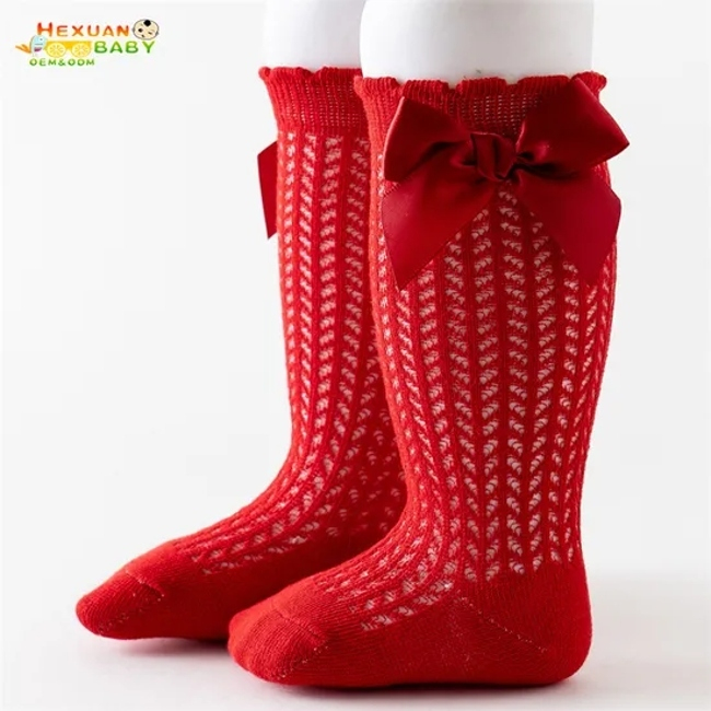 Kids Boutique High Quality Mesh Breathable Bow Knee Length Toddler Baby Socks