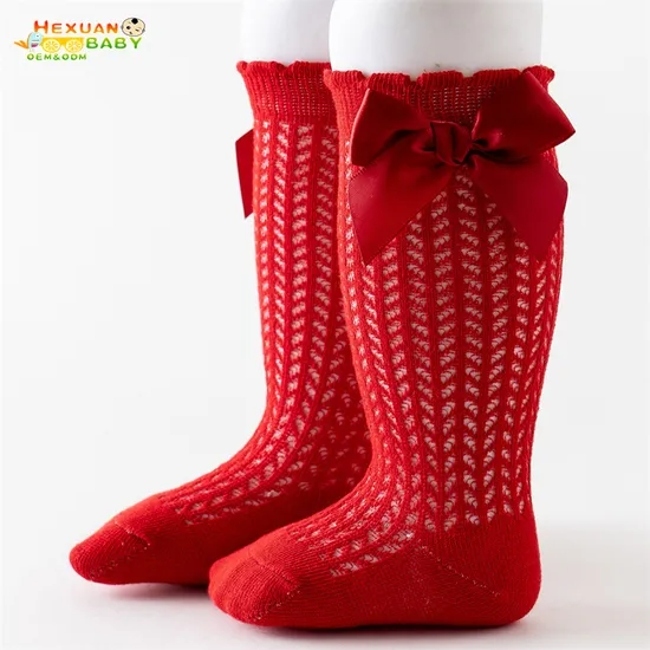 Kids Boutique High Quality Mesh Breathable Bow Knee Length Toddler Baby Socks