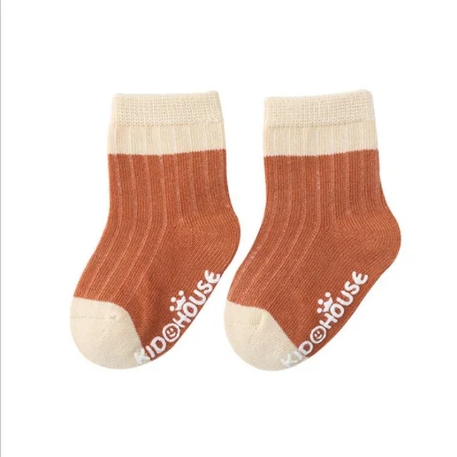 First Steps Small Baby Infant Slouch Ruffle Cuff High Knee Nonslip Grip Thick Wool Socks with Anti Slip Gripper