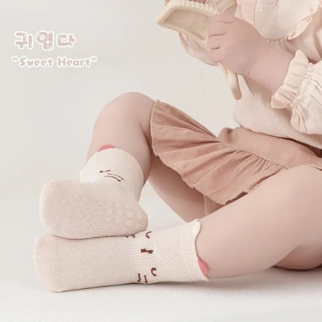 Wholesale Breathable Cartoon Kids Net Sock % Cotton Thin Children Anti Slip Baby Crew Socks