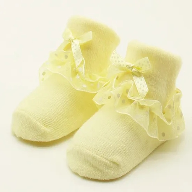 Nice Quality New Born Baby Lace Socks with Bow