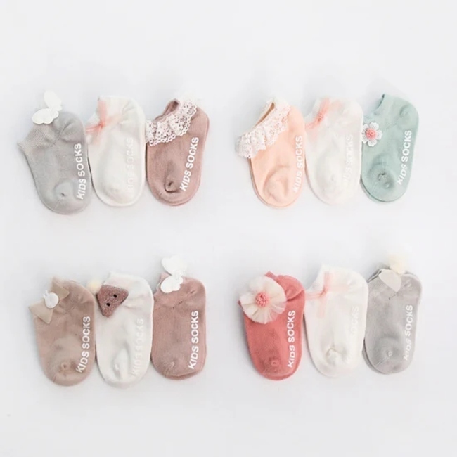 Cute Baby Toddlers Socks Anti Slip Socks for Baby Floor Socks with Lace on The Ankle