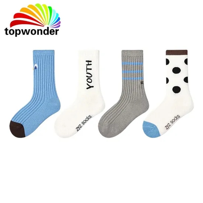 Newborn Baby Socks Loose Toe Bone Less Boys Girls Middle School Students College Style White MID Calf Socks