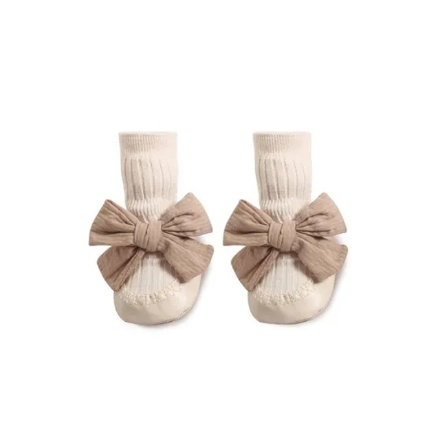 Baby Bow Princess Floor Shoes Socks Baby Footwear Anti Slip Tube Socks
