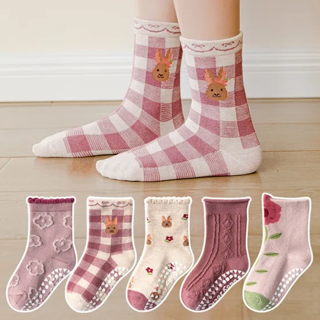 Breathable Baby Infant Cotton PVC Box Gift Set Kids Three Pairs Dispensing Socks