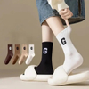 Custom Logo High Quality Crew Jacquard Breathable Women Striped Cotton Socks