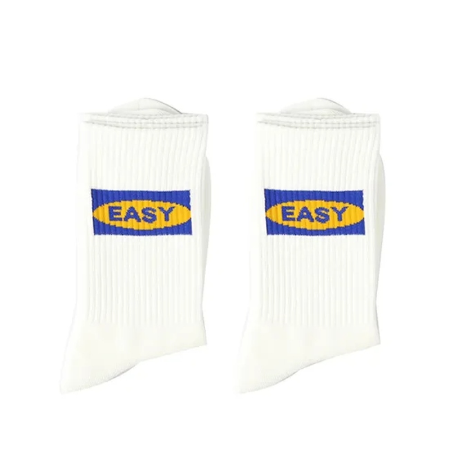 Wholesale Custom Logo Men Women Kids Cotton Crew Daily White Socks