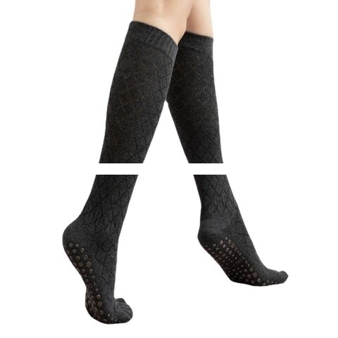 Cotton in stock women s high tube four seasons sports non slip yoga socks Pilates five finger socks long tube toe socks
