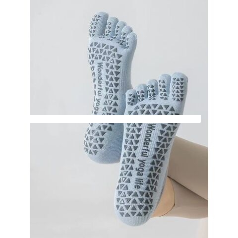 Professional five finger socks non slip breathable comfort strap design non slip grip Custom Pilates socks