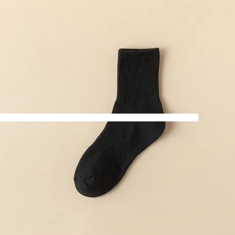 Wholesale custom logo cotton socks ribbed solid color men crew sport socks