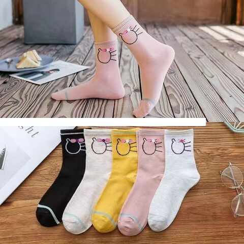 Custom Women s midtube faceless cat design patterned socks
