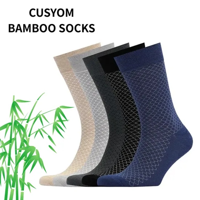 Bamboo Fiber Men Dress Logo Design Crew Office Business Breathable Brand Casual Sport Unisex High Quality Custom Socks