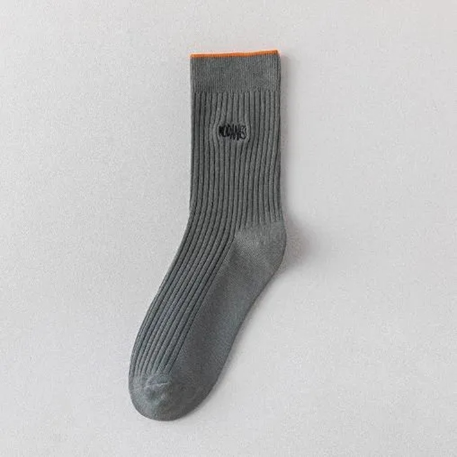 Custom Logo Double Needle Counts Rib Cotton Men′s Embroidery Sock Crew Mens Business Crew Socks