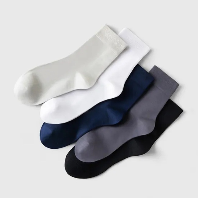 Eco-Friendly Bamboo Fiber Crew Socks for Men - Spring & Summer