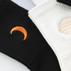 Custom Logo Design Embroidery Jacquard Business Anti-Bacterial Black and White Cotton Mens Tube Crew Socks