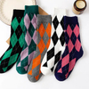 Diamond Plaid Long Socks Summer Sweat Absorbent Breathable MID-Calf Socks Ins Tide Casual Hundred Women′s Socks