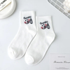 White Socks Women MID Ins Small Emoji Graffiti High Value Japanese Short Socks Students Cartoon Sports Socks
