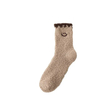 Autumn and Winter New Coral Velvet Socks Women′s MID-Calf Socks Smiley Embroidery Thickened Home Floor Socks Towel Socks