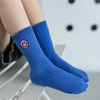 Custom Embroidered Smile Face Baby Crew Socks Premium Cotton Toddler Kids Slouch Socks