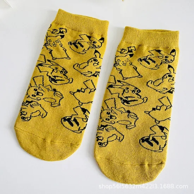 Socks Women′s Cartoon Boat Socks Shallow Summer Breathable Non-Slip Non-Drop Heel Invisible Pikachu Men′s Socks