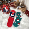 Christmas Gift Box Crystal Ball 2 Pairs Cute Cartoon Thickened Women′s Socks Bow Coral Velvet Home Floor Socks