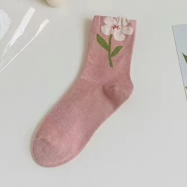 MID-Calf Socks Women Three-Dimensional Flower Ins Tide Hundred Japanese Sweet Outer Socks Sweet Cute Socks Wholesale