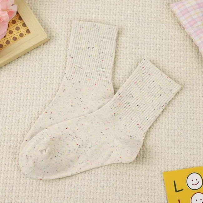 Autumn and Winter DOT Yarn Socks Women Sweet Thickened Warm MID-Calf Socks Stacked Socks MID-Calf Socks