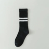 Socks Women′s Autumn and Winter College Style Solid Color Black and White Two Bar Simple Stripe Sports Outer Wear Hundred Long Socks
