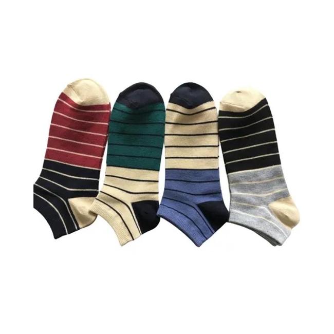 Summer Anti Bacterial Mens Colorful Short Basic Casual Breathable Cool Cotton Stripe Trainer Liner Socks