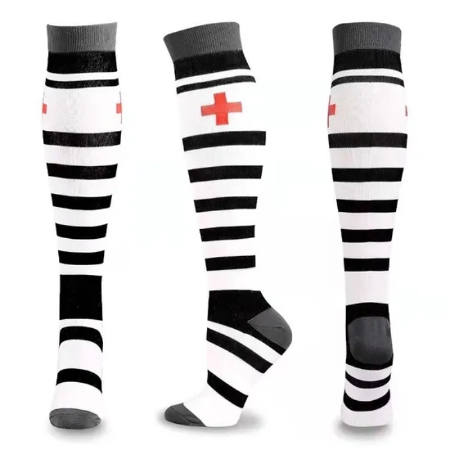 Stock or Customized 200n Jacquard Sports Compression Socks Outdoor Sports Stockings