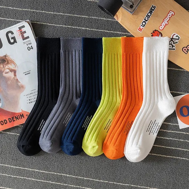 OEM Calsetines Japanese Solid Color Street Sports Slouch Socks for Men Women